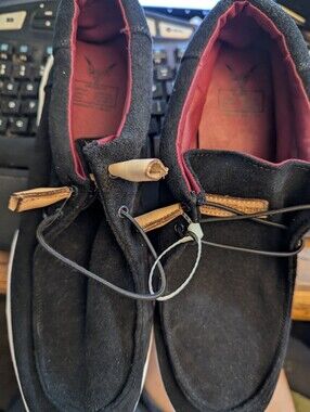 NWOT University Bama Crimson Tide Blk Suede Cotton Slipon Casual Shoes Sz 10